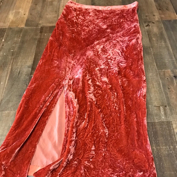 Anthropologie Maeve velvet midi skirt warm rust - Picture 6 of 8